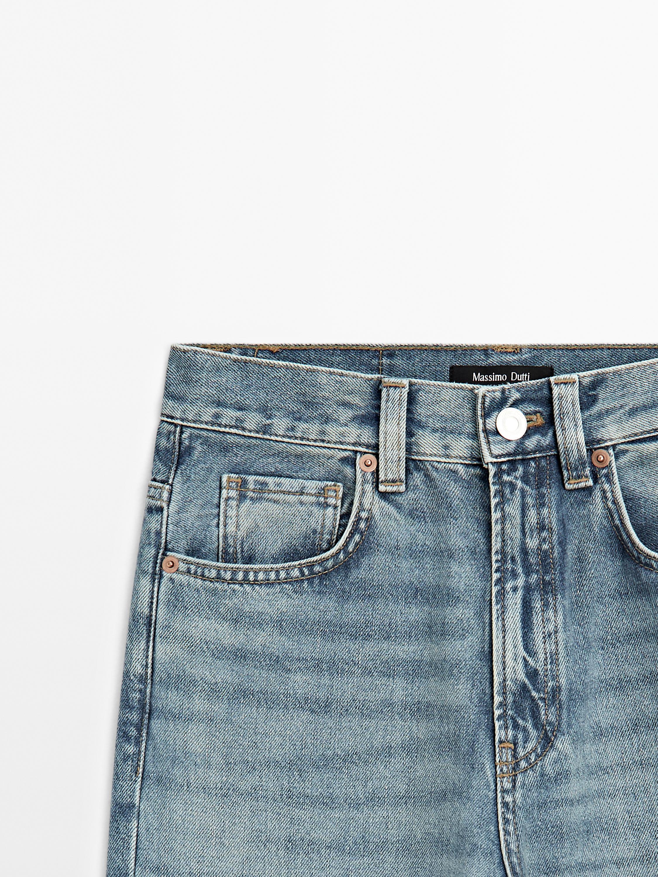 Flared high-waist cotton jeans